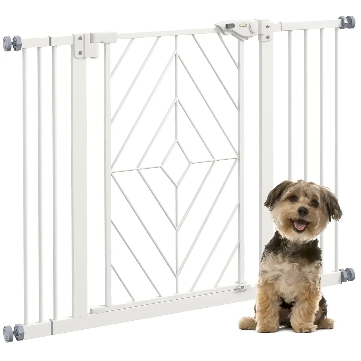 PawHut Pressure Fit Safety Gate w/ Auto Closing Door, Double Locking, 74-100cm Openings - Pet Gate