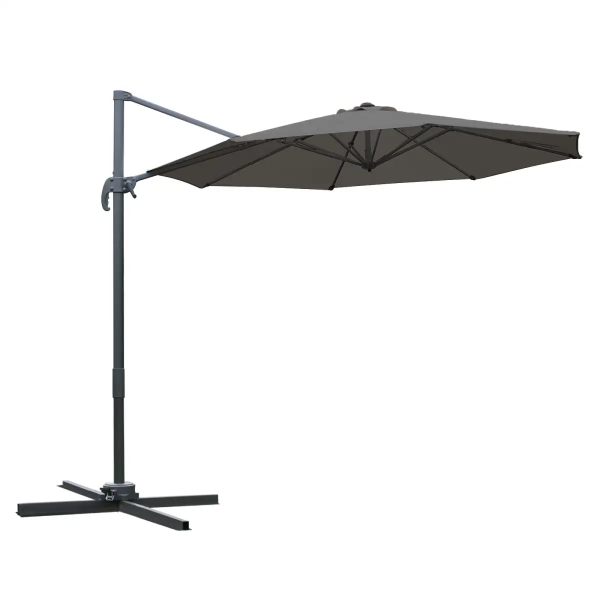 Outsunny 3m Patio Offset Parasol Roma Umbrella Cantilever Dark Grey - Parasol