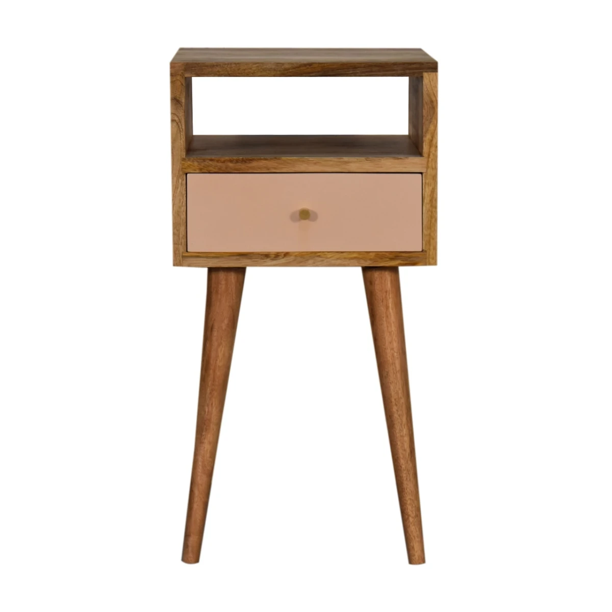 Artisan Nightstand Mini Solid Mango Wood Hand Painted Pink Drawer For Bedroom Storage by Artisan Furniture