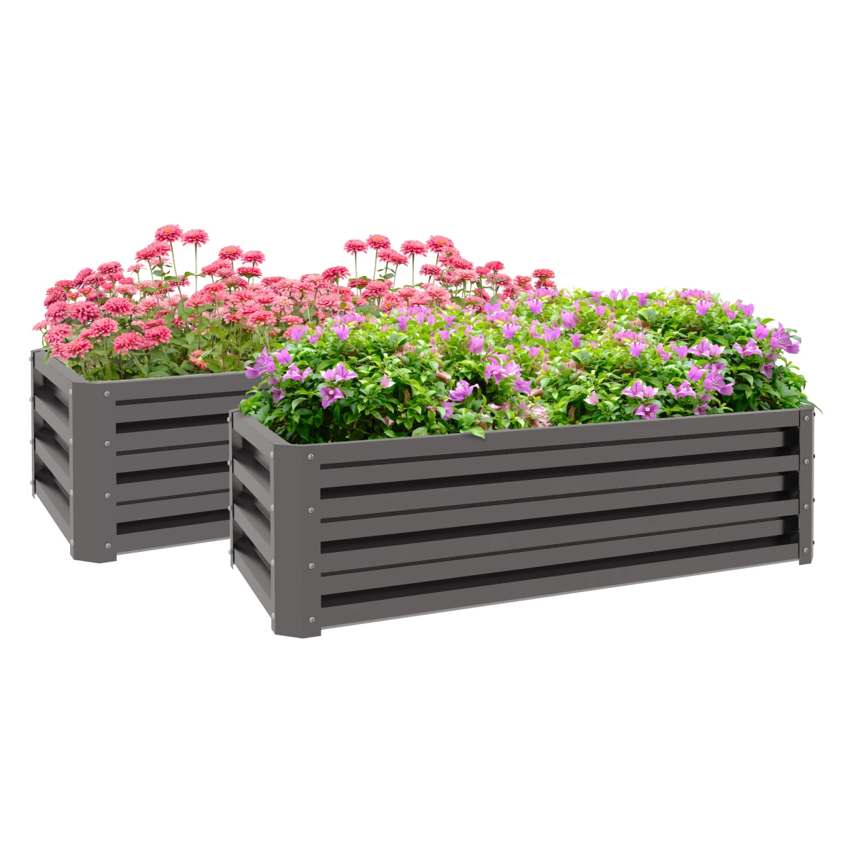 Outsunny Outsunny Planter Box Two Pack Galvanised Steel Patio - Planters