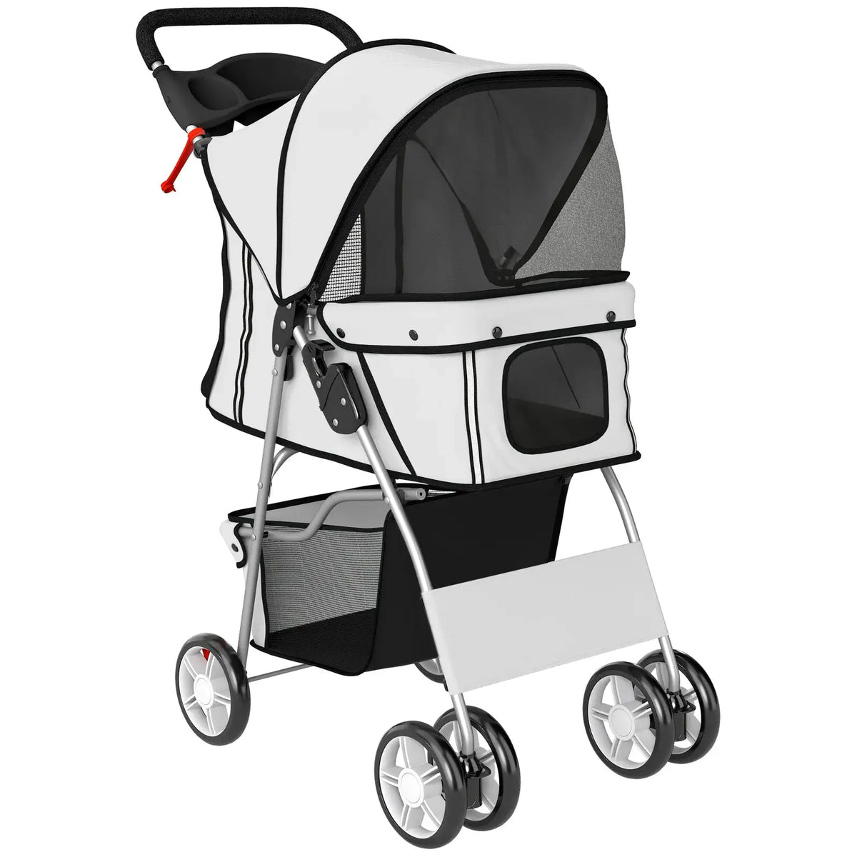 PawHut Dog Pram, Pet Stroller with Reflective Strips, Foldable Cat Stroller with 360° Swivel Wheels, Grey - from PawHut