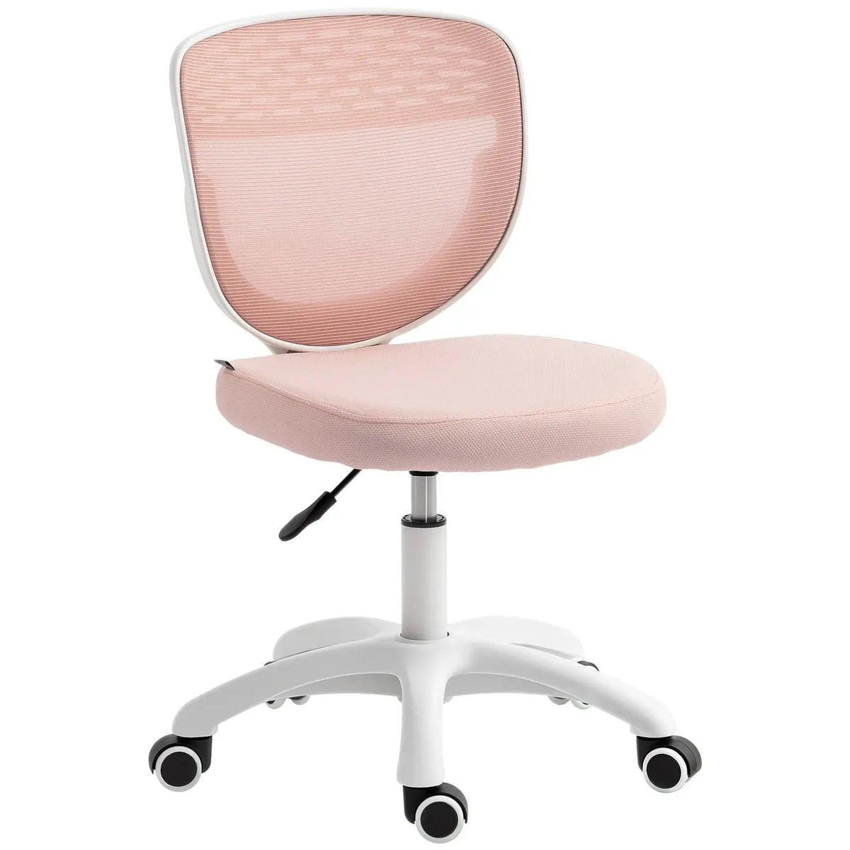 HOMCOM Office Chair, Armless Computer Desk Chair with Breathable Mesh, Adjustable Height, Swivel Wheels, Pink - from HOMCOM
