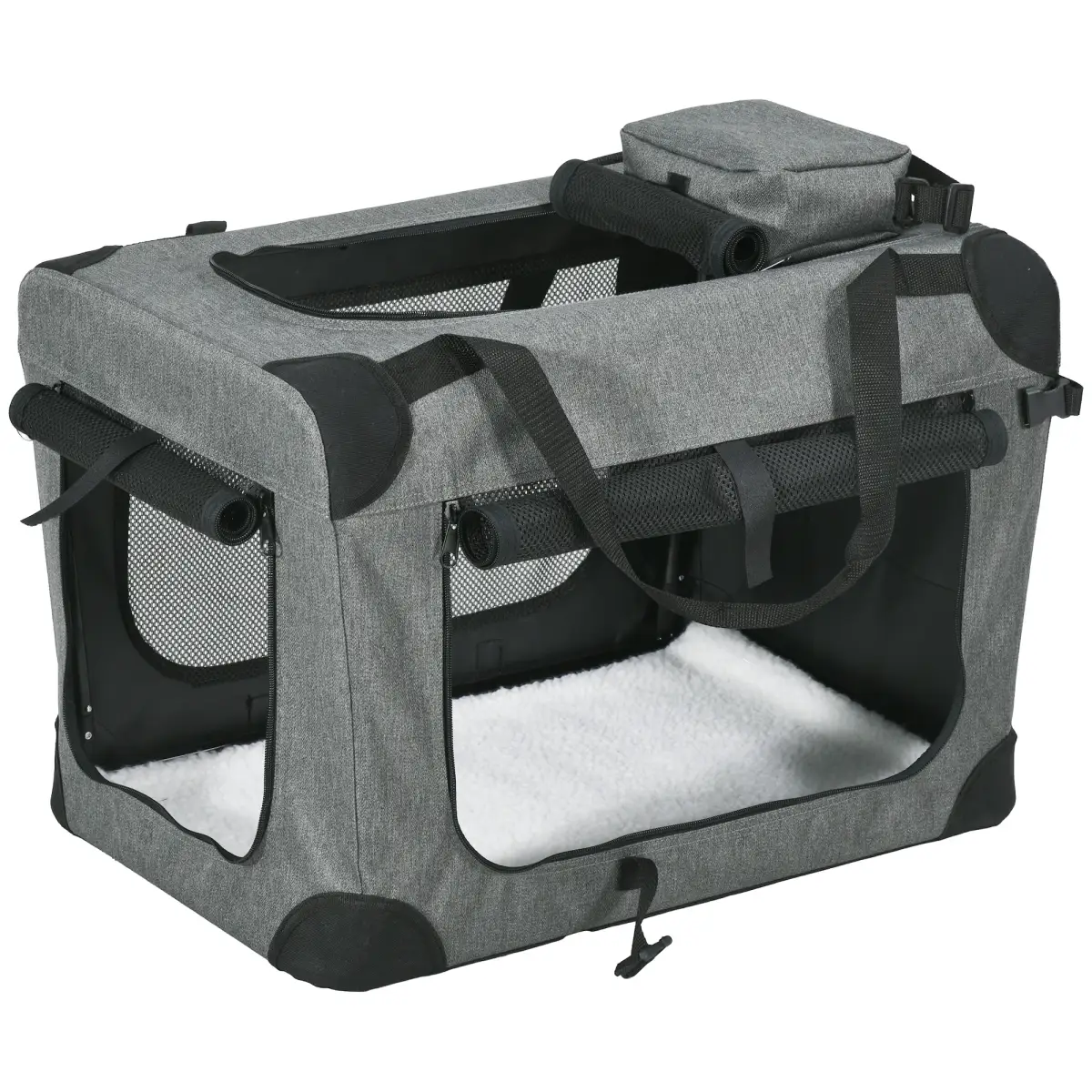 PawHut PawHut Folding Pet Carrier Bag House W/ Cushion Storage, Grey 60x41.5x41cm - Pet Carrier