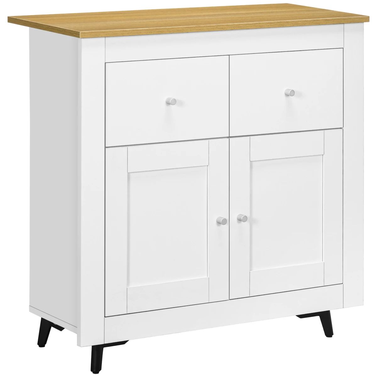 Premium White Sideboard Storage Cabinet Standard Wood Top Two Drawers Hallway Use by HOMCOM