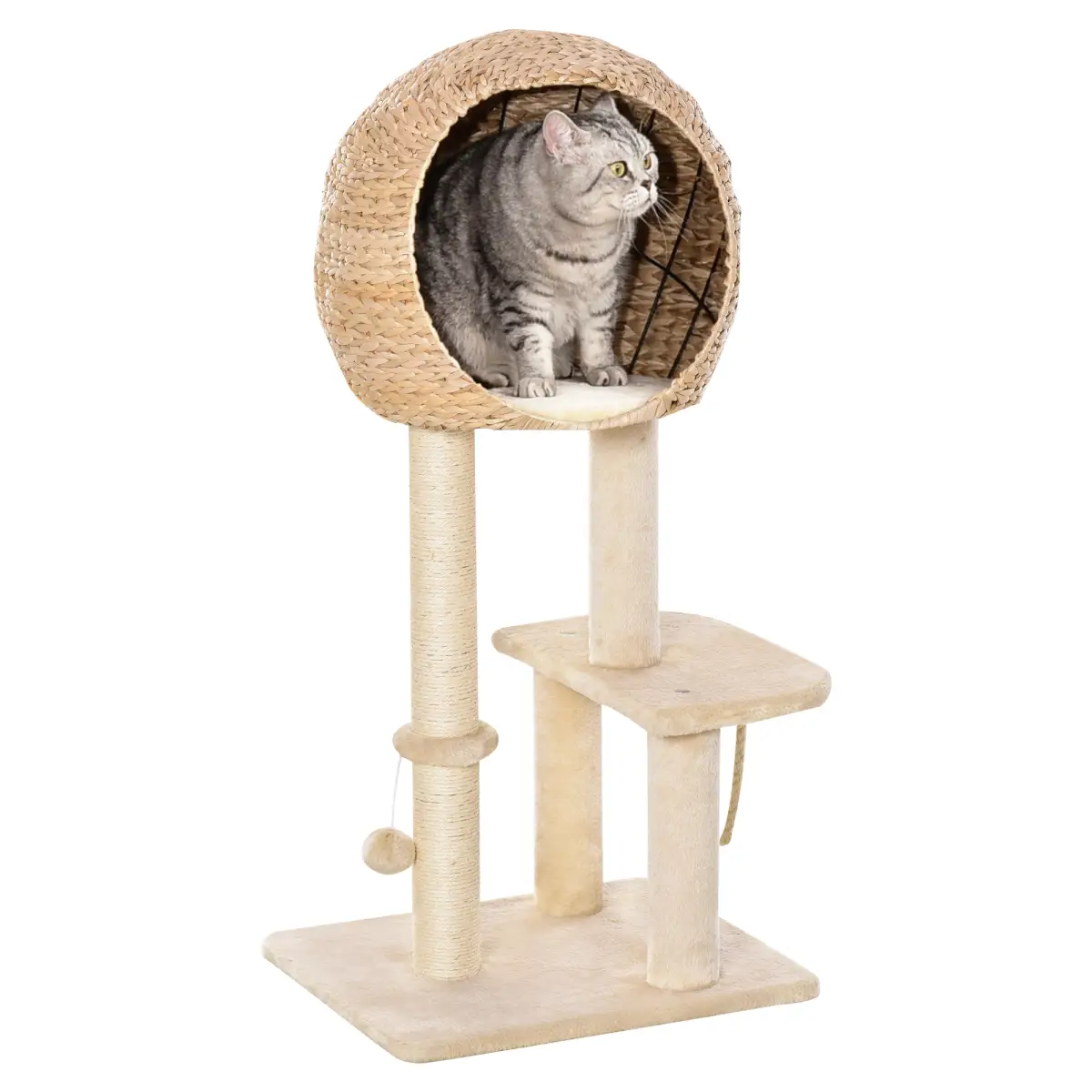 Unbranded 100cm Cat Tree Tower Kitten Climbing Tower W/ Scratching Post Condo Pawhut - Cat Tree