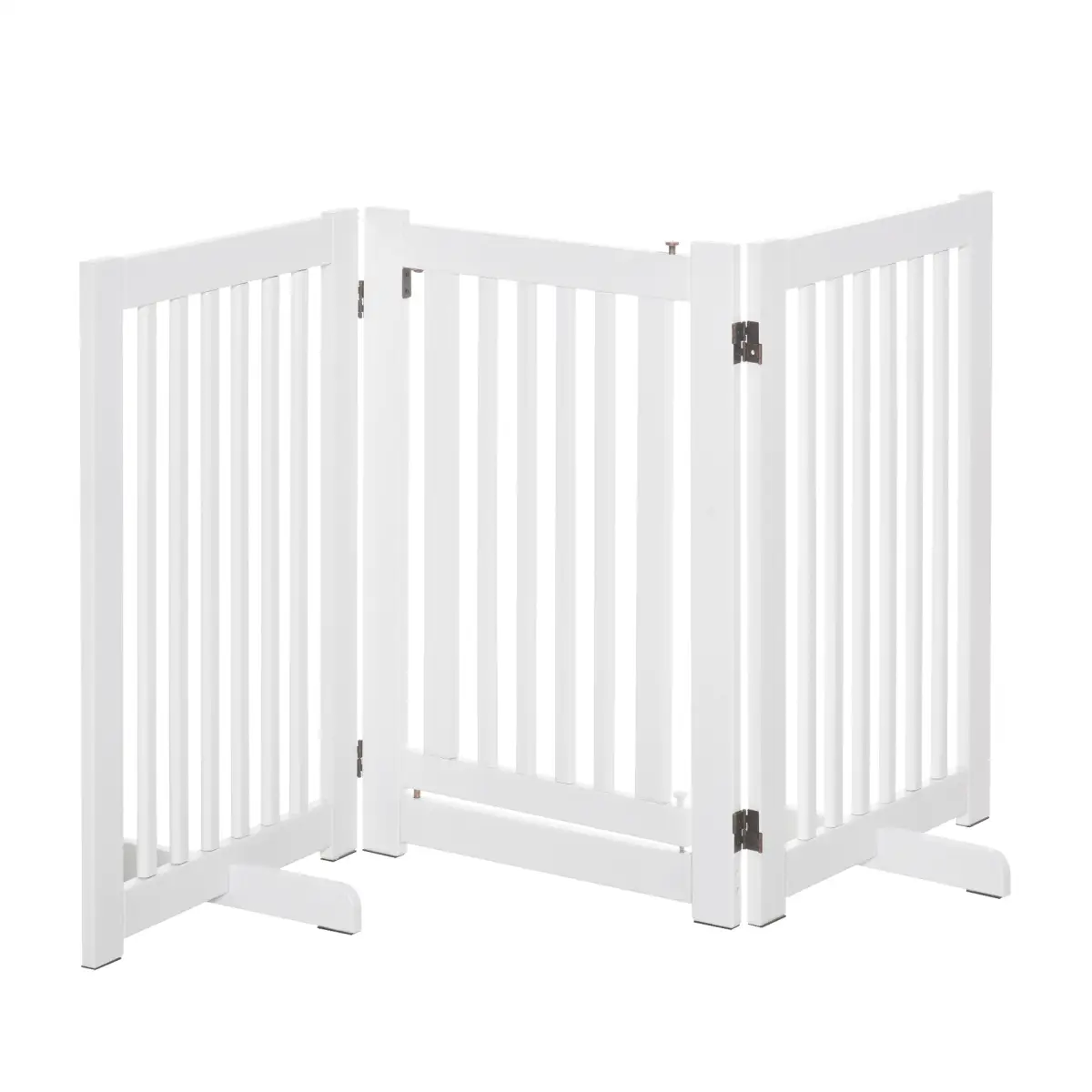 Pawhut MDF Dog Gate Step over Panel Fence Expandable Folding w/Latch Support Feet White - Pet Gate