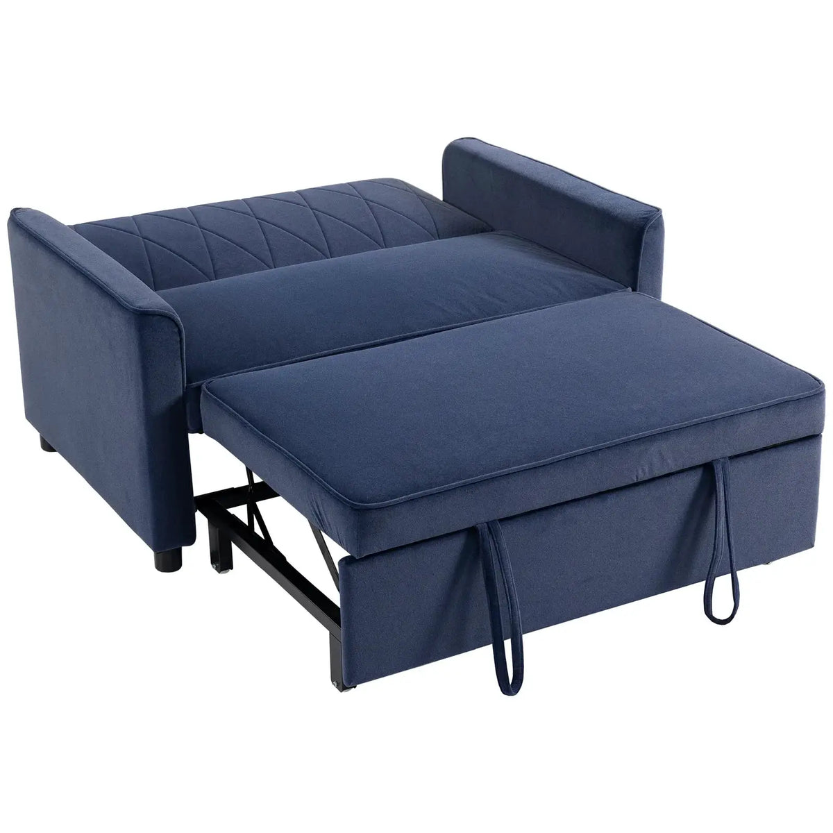HOMCOM 2 Seater Sofa Bed, 3-in-1 Convertible Pull Out Sleeper Sofa with Click-Clack Adjustable Backrest, Dark Blue - from HOMCOM