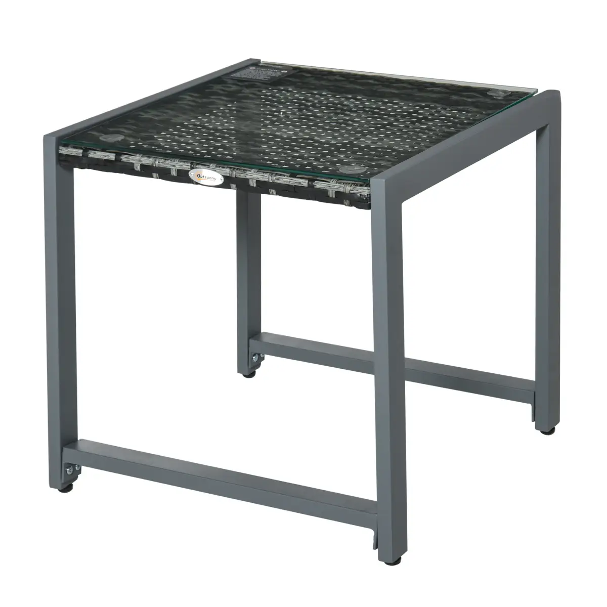 Outsunny Rattan End Table Side Coffee Desk Outdoor Patio Garden Furniture - Desk
