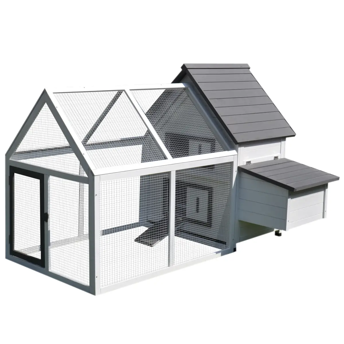 Unbranded Wooden Chicken Coop Hen House Enclosure with Ramp Run Nesting Box Pawhut - Chicken Coop