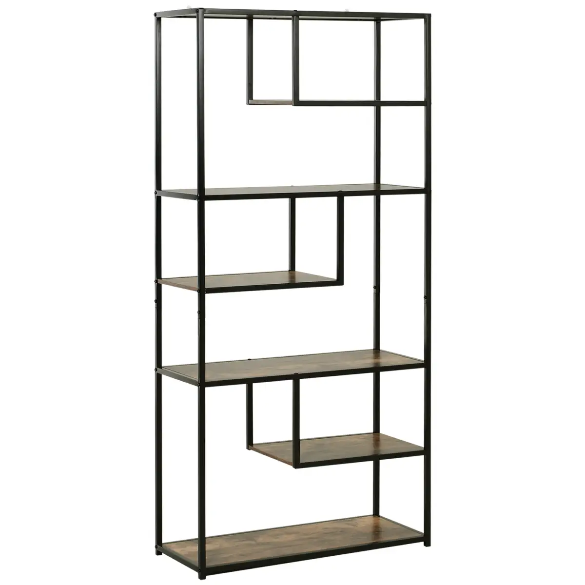 Unbranded Wood Bookshelf Industrial Style Stand 6-Tier Living Room Display Rack Organiser - Wine Rack