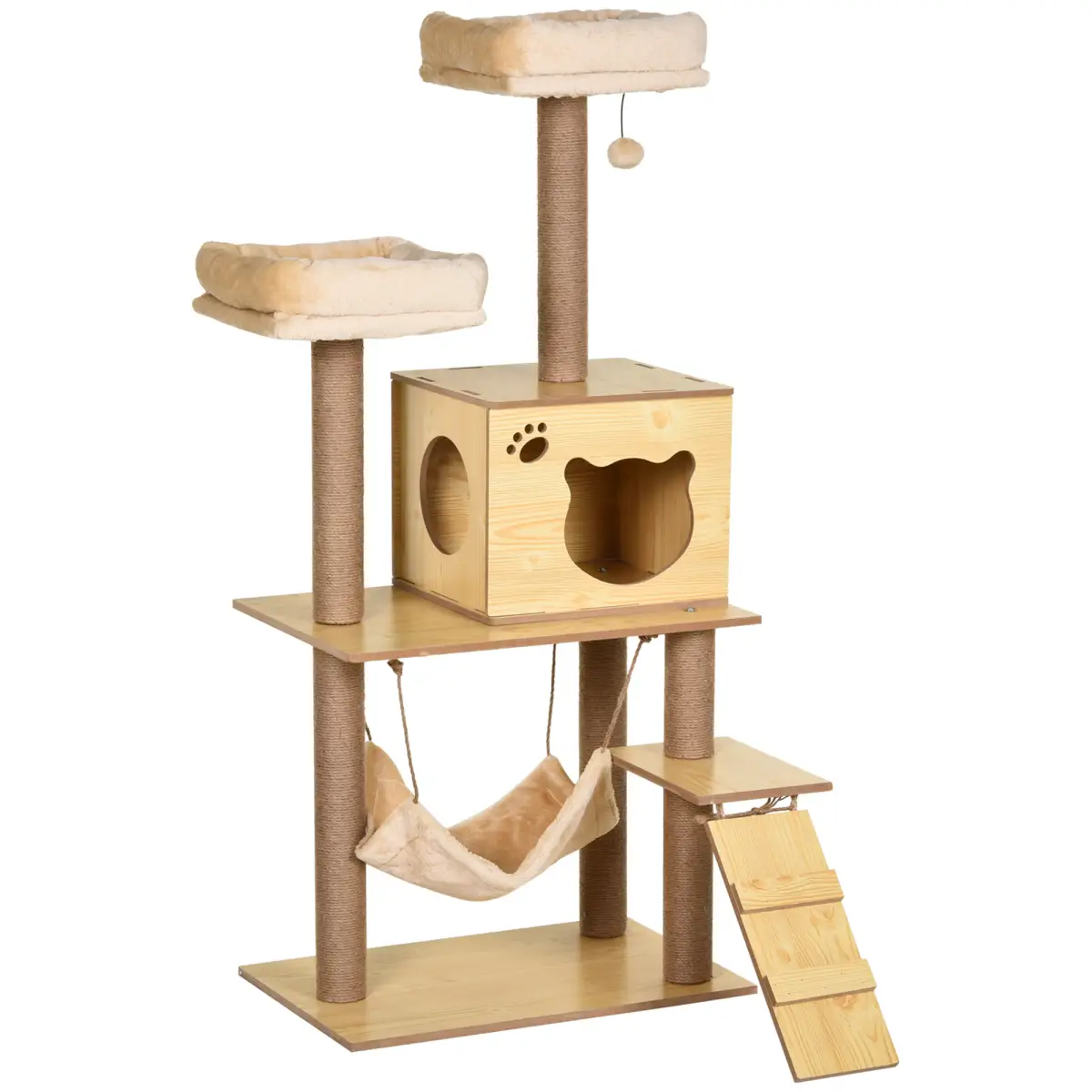 PawHut 130cm Cat Tree for Indoor Cats, Multi-Level Plush Cat Tower - Cat Tree