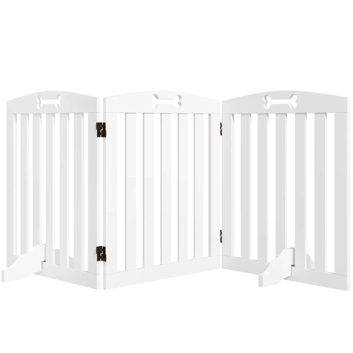 PawHut Wooden Dog Gate, Freestanding Pet Gate with Support Feet for Doorways, Hallways, Stairs, 155L x 61H cm, White - from PawHut