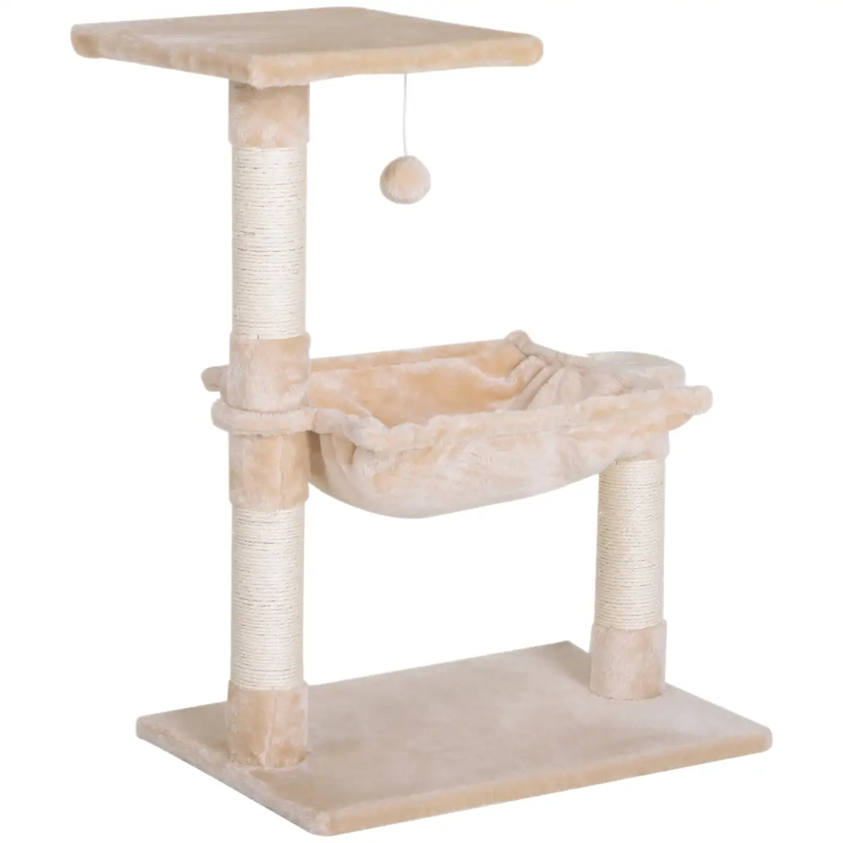 Pawhut Cat Activity Tree Kitten Play Tower Palace Two-Tier w/ Sisal Scratching Post - Cat Tree