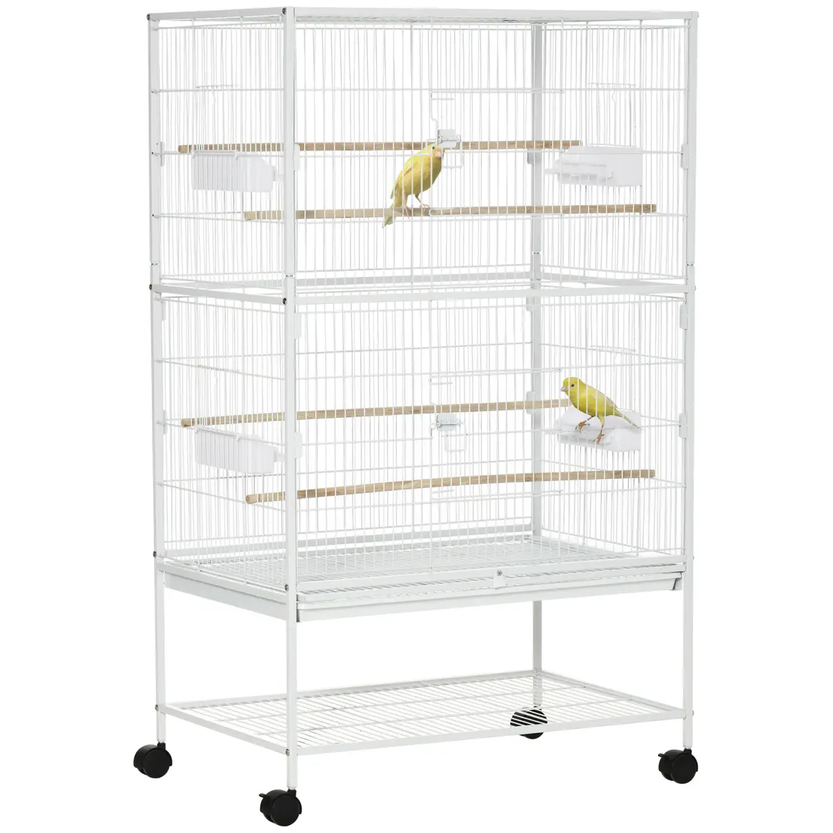 Pawhut Large Bird Cage Budgie Cage for Finch Canaries Parrot with Stand White - Pet Cage