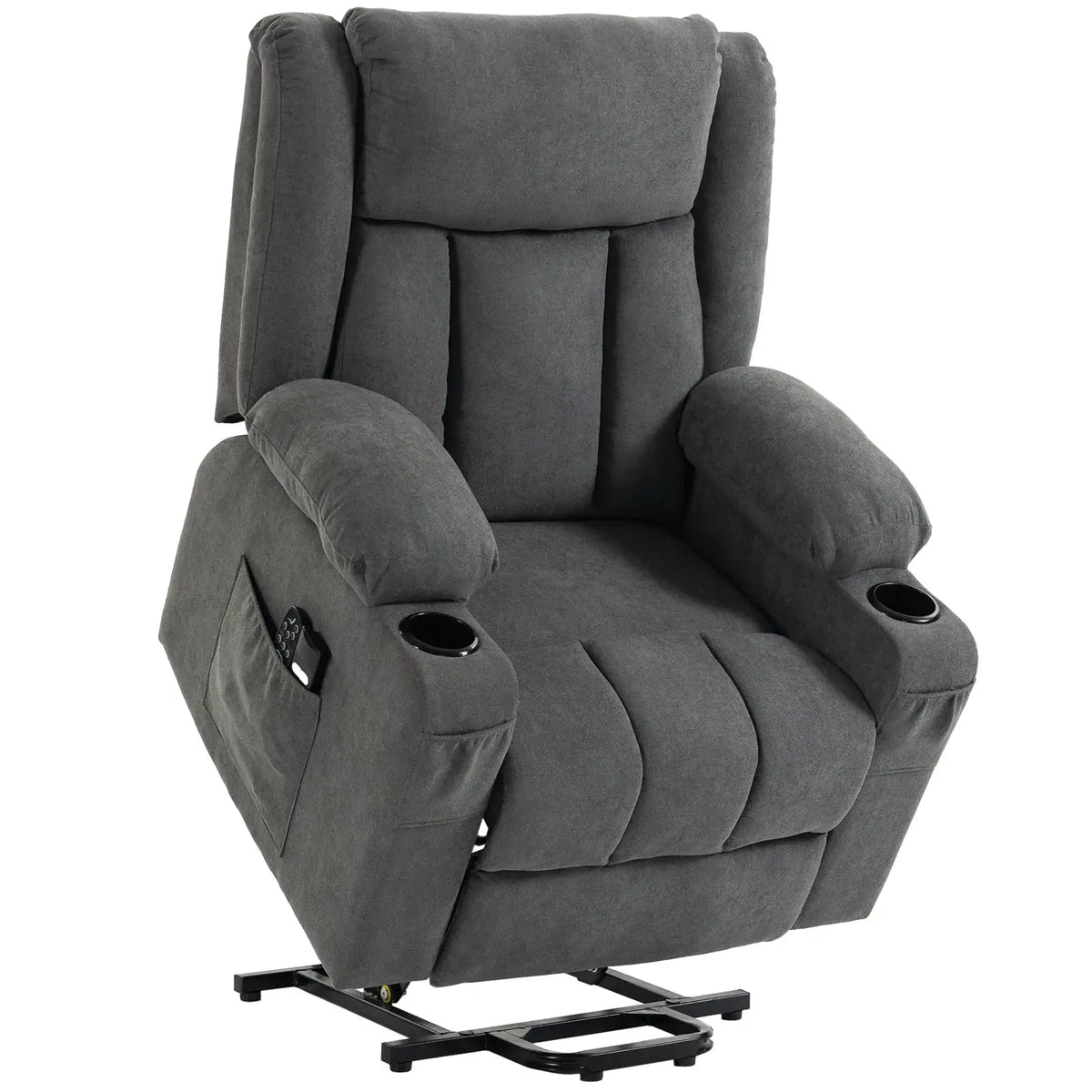 HOMCOM Dual Motor Recliner Chair, 55° Electric Lift Chair for Elderly, Recliner Armchair with Massage and Heat, Dark Grey - from HOMCOM