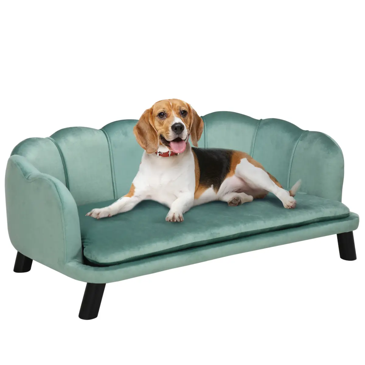 PawHut PawHut Dog Sofa, Pet Couch Bed for Medium, Large Dogs w/ Legs, Cushion - Green - Dog Beds