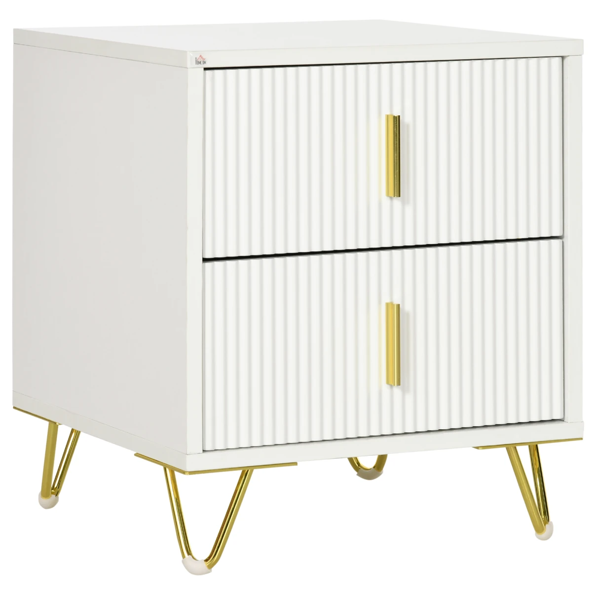 Premium Nightstand 2-Drawer Gold Handles by HOMCOM