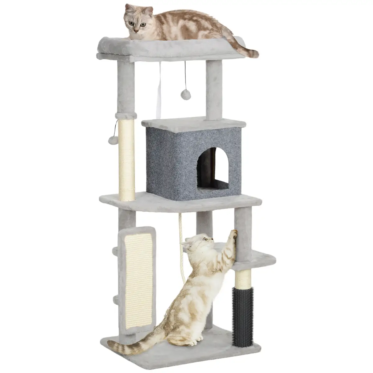 PawHut PawHut 132cm Cat Tree for Indoor Cats w/ Scratching Posts, Light Grey - Cat Tree