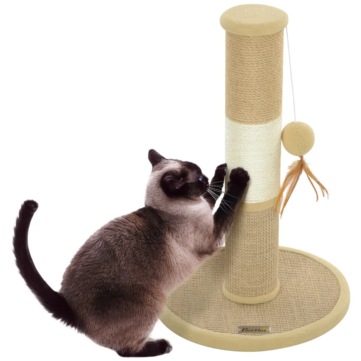 PawHut 47cm Tall Cat Scratching Post for Indoor Cats, with Sisal Rope, Brown - Cat Tree