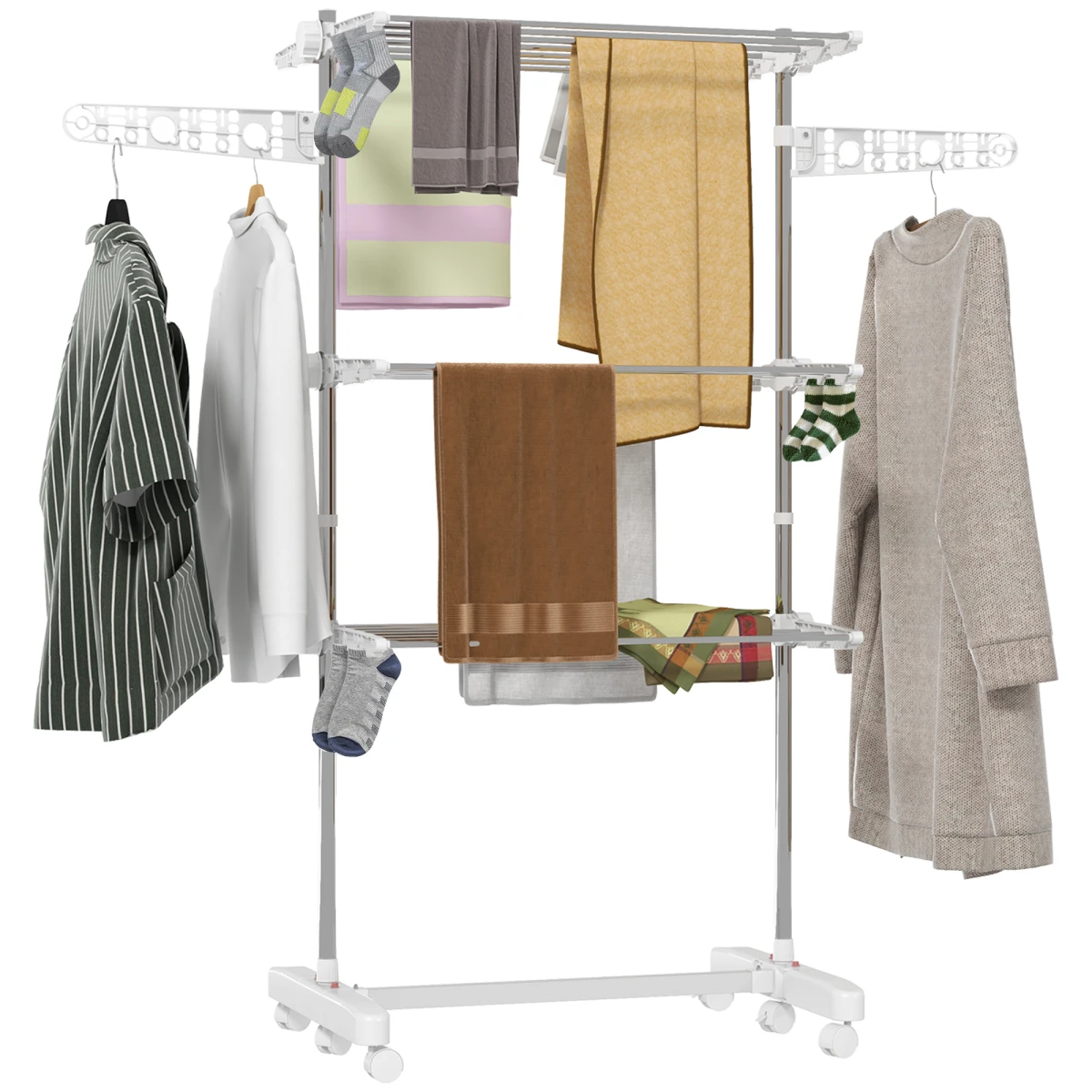 HOMCOM HOMCOM Clothes Airer 64.8cm Wide Three Layer Folding Indoor - Wardrobe