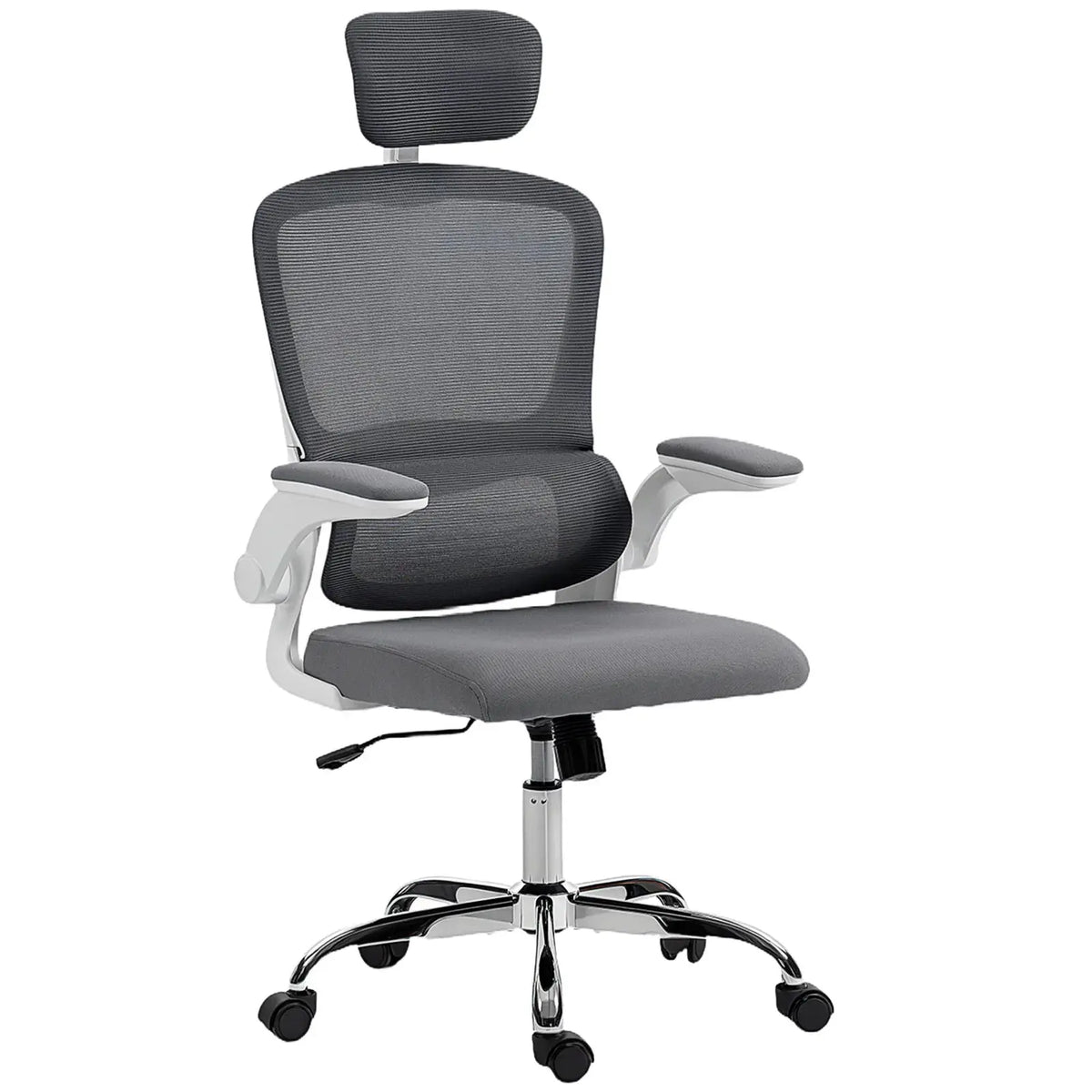 HOMCOM Mesh Back Office Chair, with Lumbar Support - Charcoal Grey - from HOMCOM