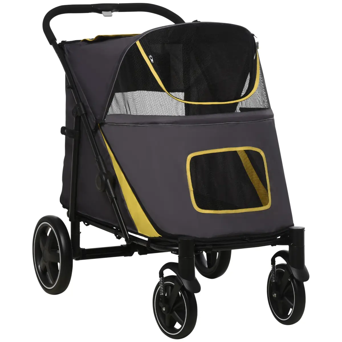 PawHut PawHut Foldable Dog Carriage w/ Universal Wheels, Shock Absorber - Grey - Pet Carrier