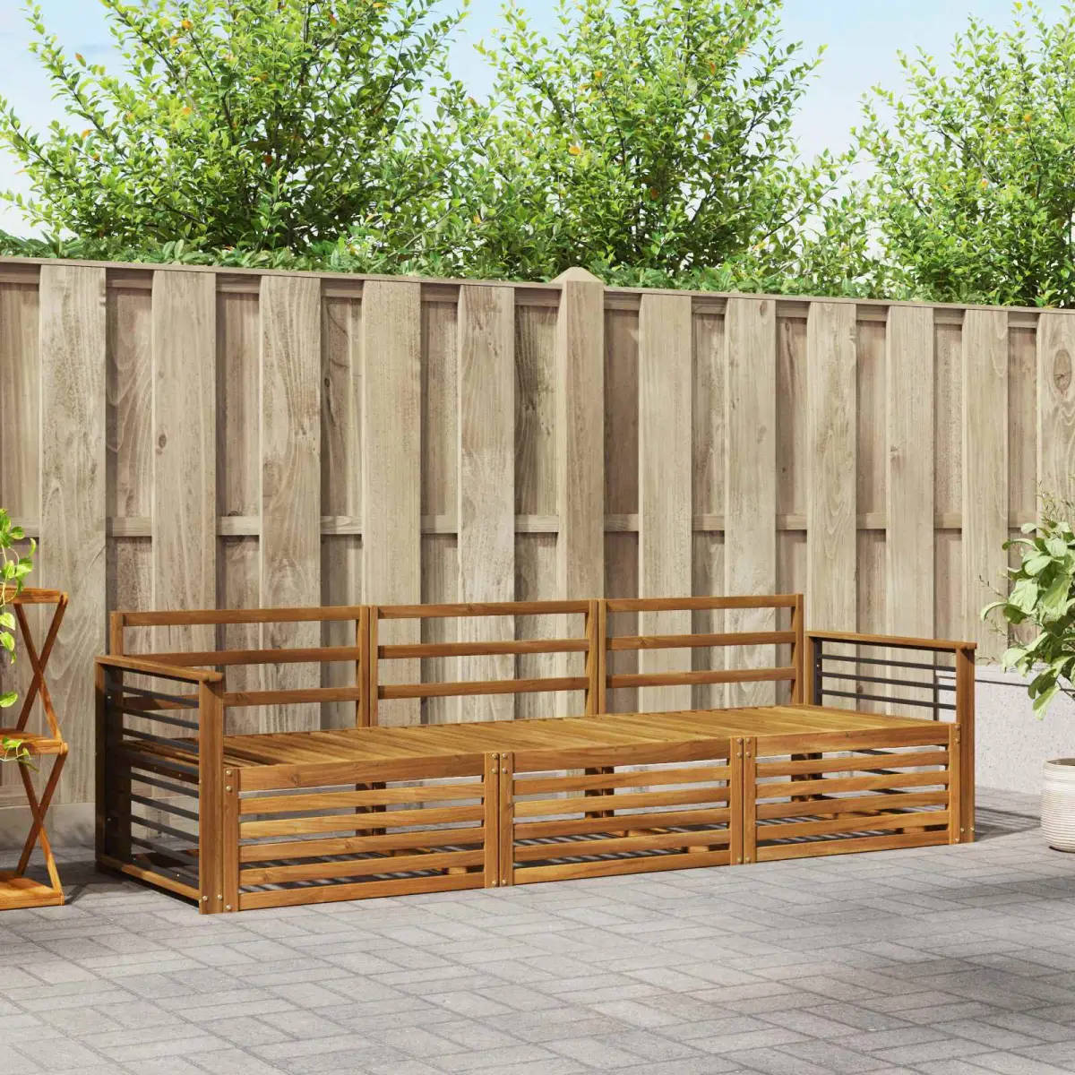 vidaXL vidaXL Outdoor Sofa Set 3 pcs Natural Solid Acacia Wood - Garden Sofa Sets