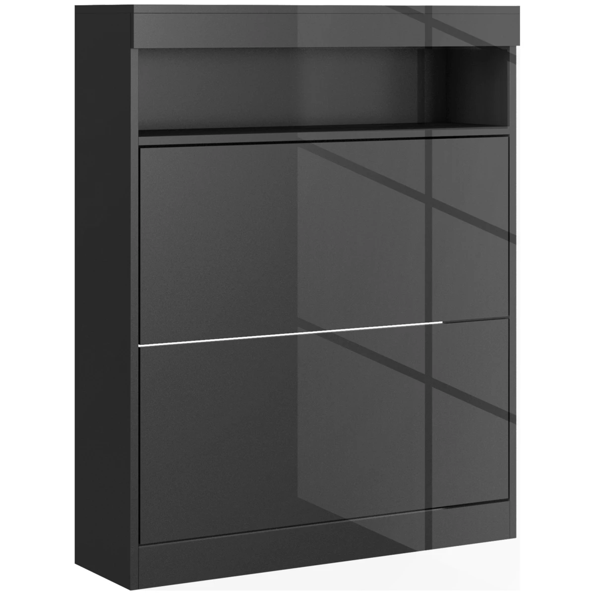 HOMCOM Shoe Cabinet Holds 12 To 16 Shoes Two Flip Drawers Wall Mount Or Freestanding Space Saving For Entryways by HOMCOM