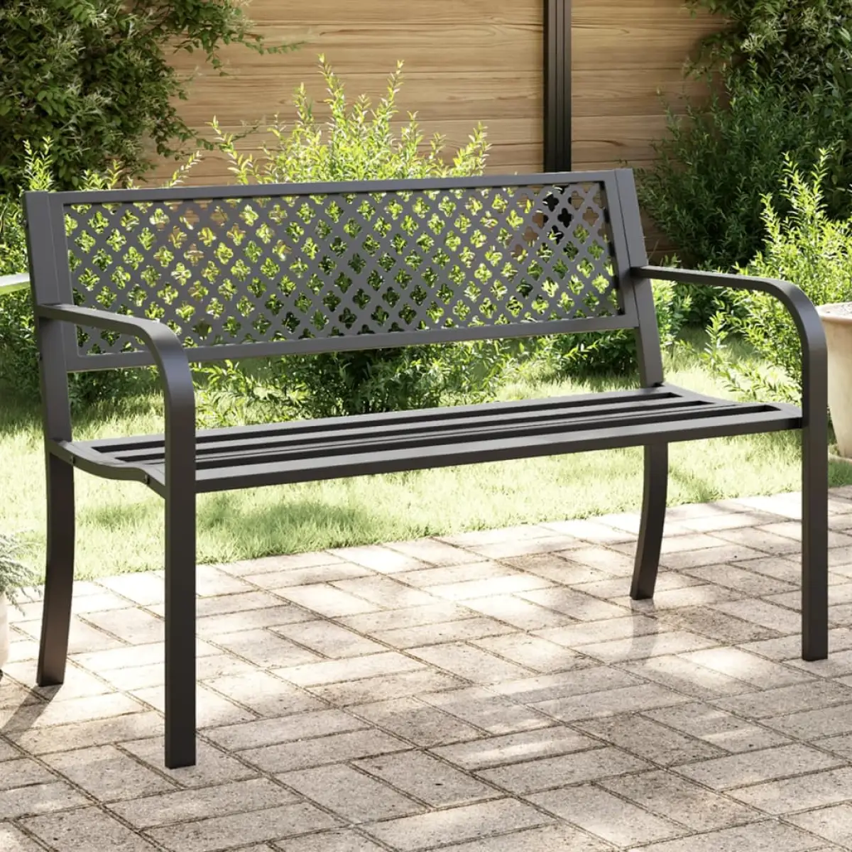 vidaXL vidaXL Garden Bench 119 cm Black Steel - Garden Chairs