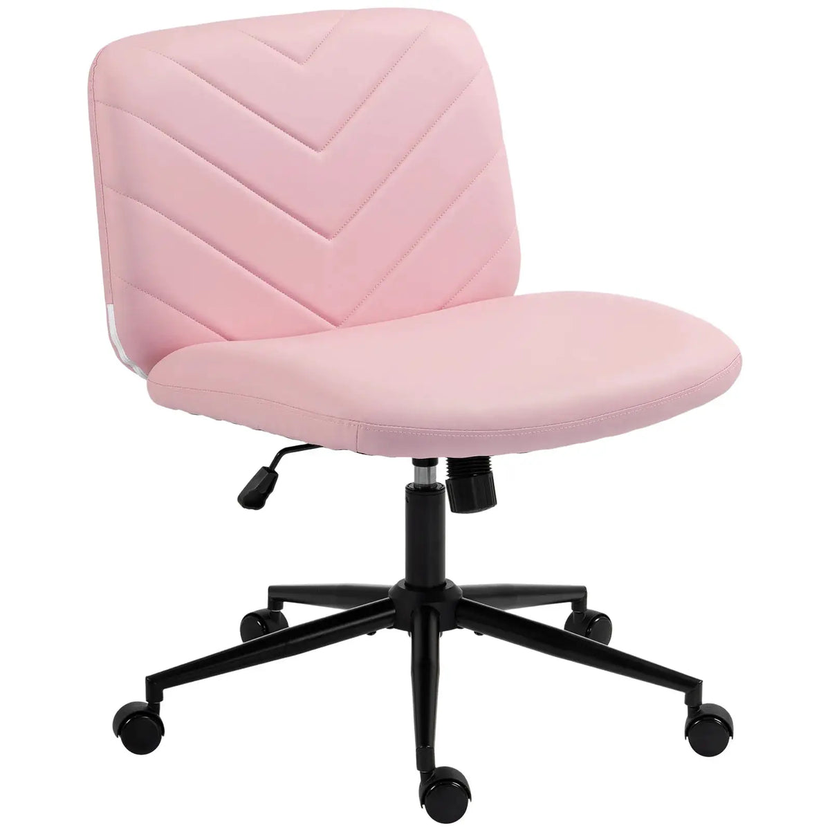HOMCOM Home Office Desk Chair Height Adjustable Swivel Chair Cross Legged Wide Seat Swivel Wheels Pink - from HOMCOM
