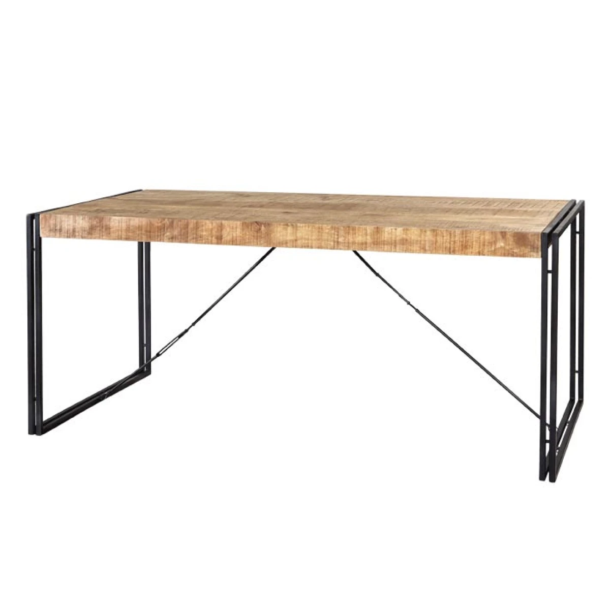 Cosmo Dining Table Medium Solid Mango Wood Metal For Home by Indian Hub