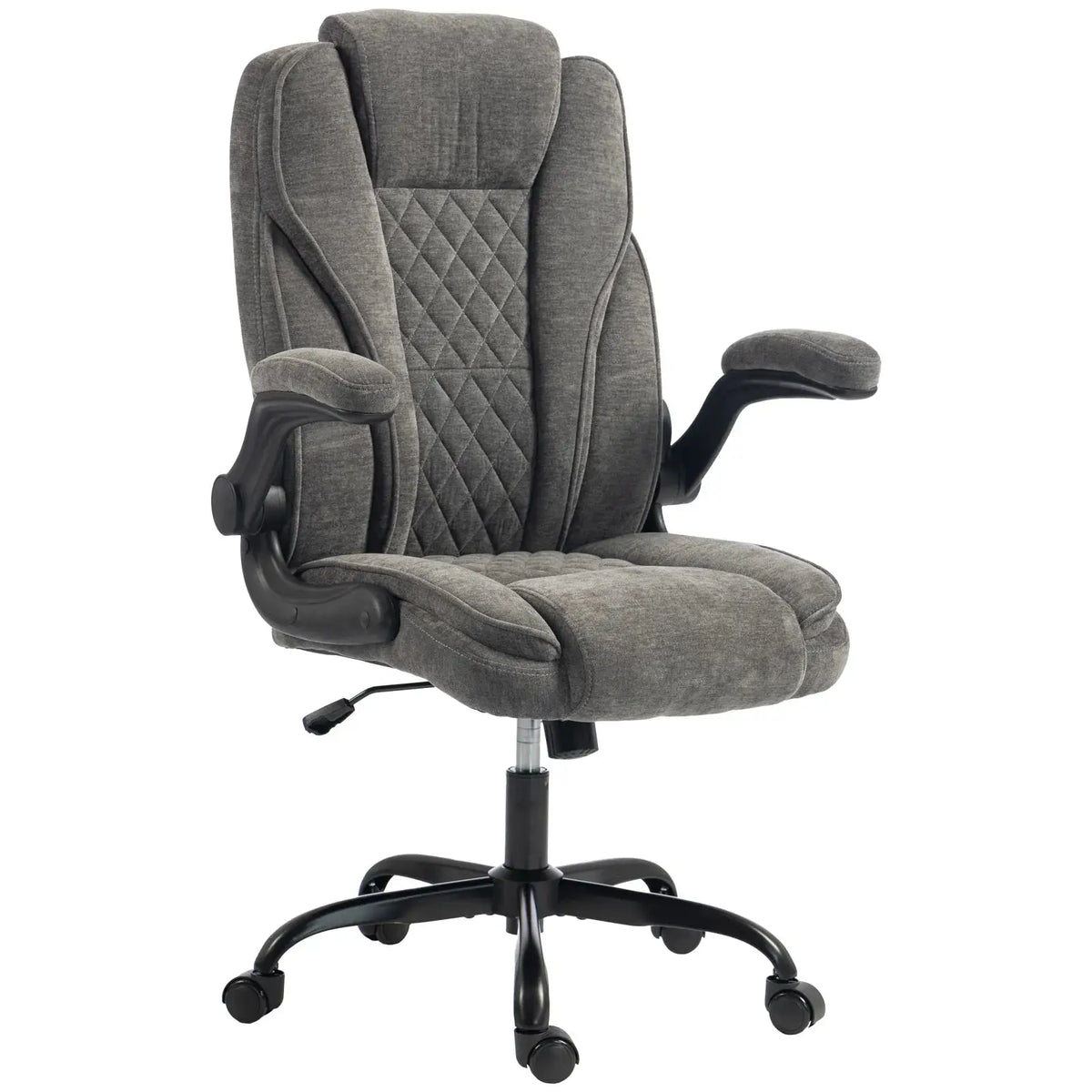 HOMCOM Office Chair, Ergonomic Desk Chair with Flip-up Armrest, Pocket Springs, Swivel Wheels, Adjustable Height, Dark Grey - from HOMCOM