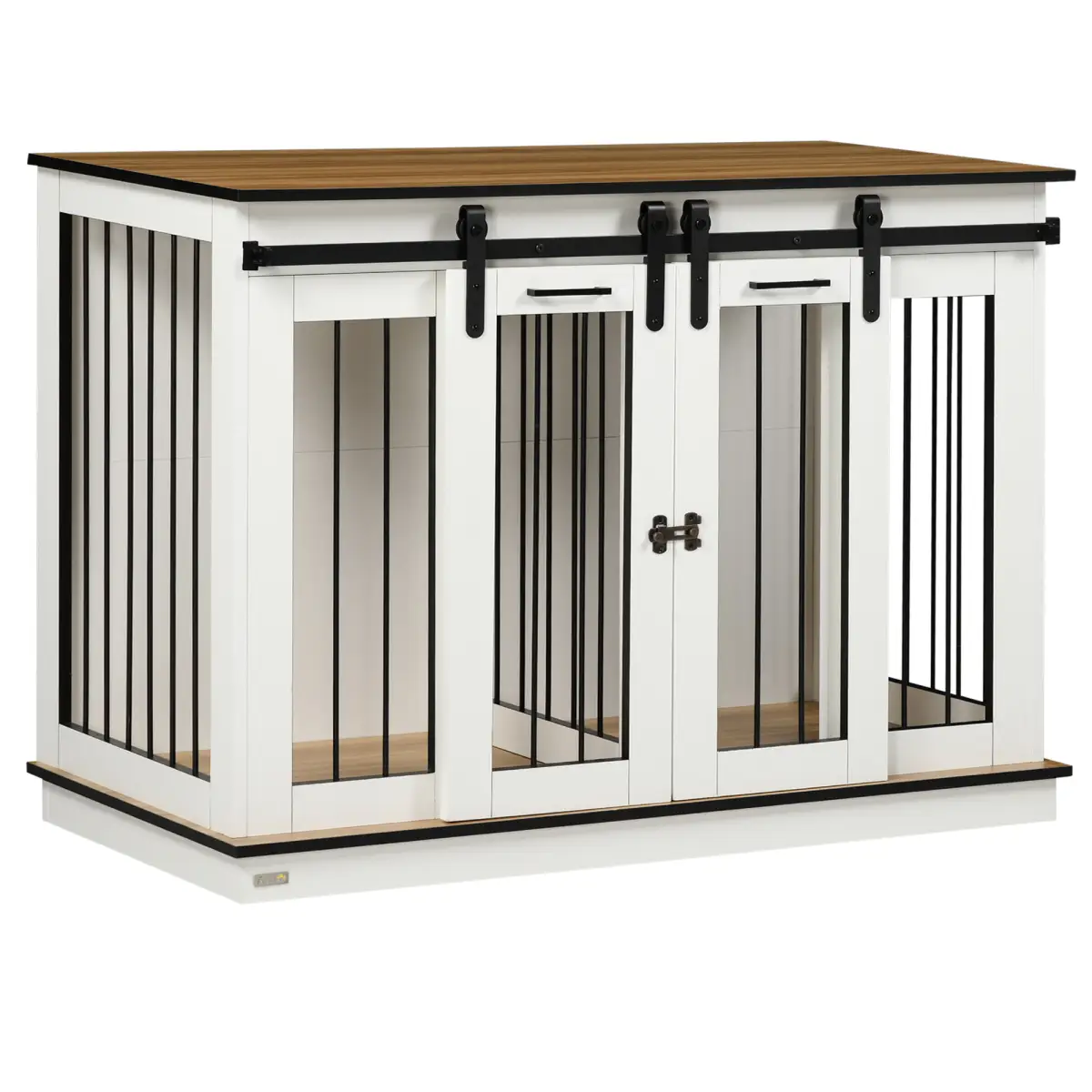 PawHut Dog Crate Furniture for Large Dogs, Double Dog Cage for Small Dogs, White - Dog Crate