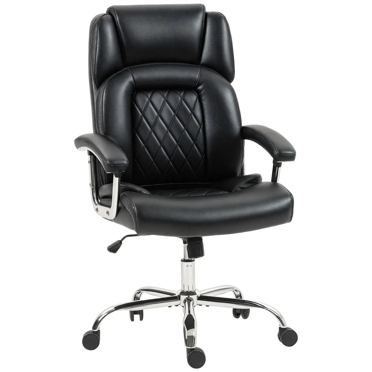 HOMCOM Big and Tall Office Chair 180kg with Spring Cushion, PU Leather - Black - from HOMCOM