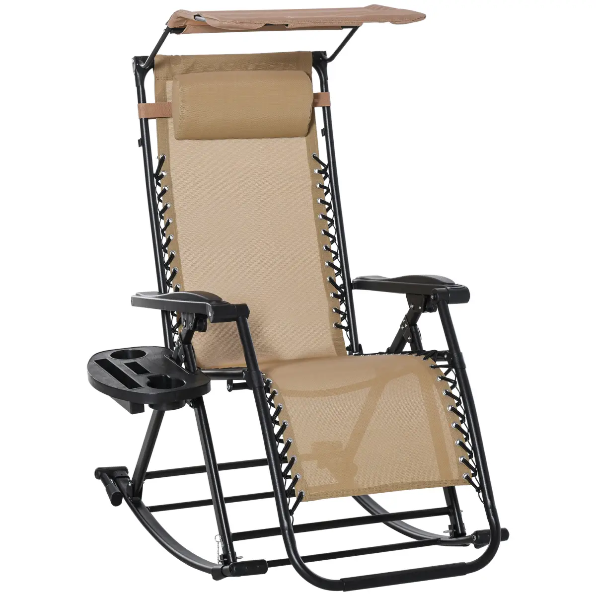 Unbranded Folding Recliner Chair Outdoor Lounge Rocker Zero-Gravity Seat w/ Adjustable - Sun Lounger