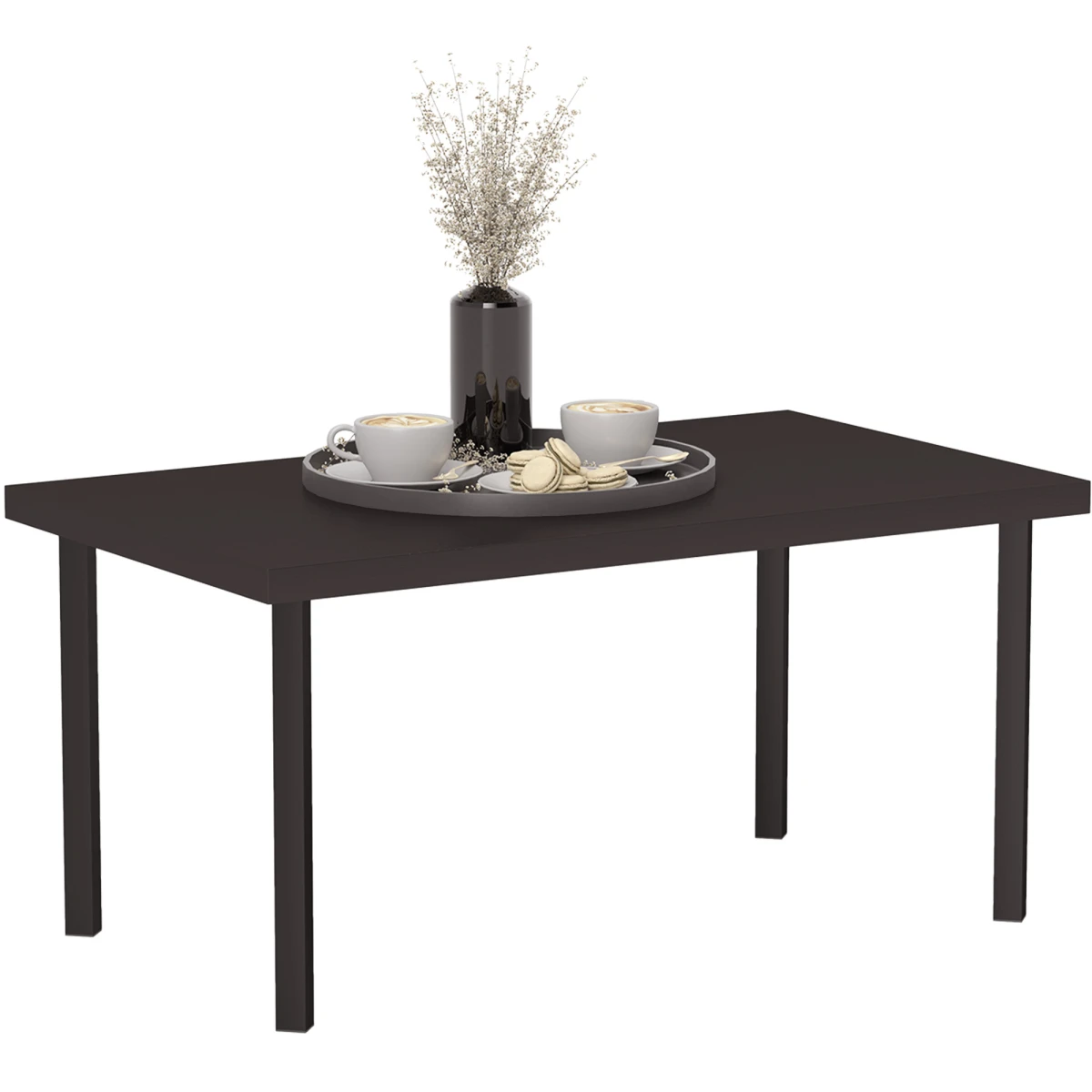 Outsunny Outsunny Metal Garden Coffee Table 95x55 cm Tabletop Woodgrain Finish for Outdoor Patio - Coffee Table