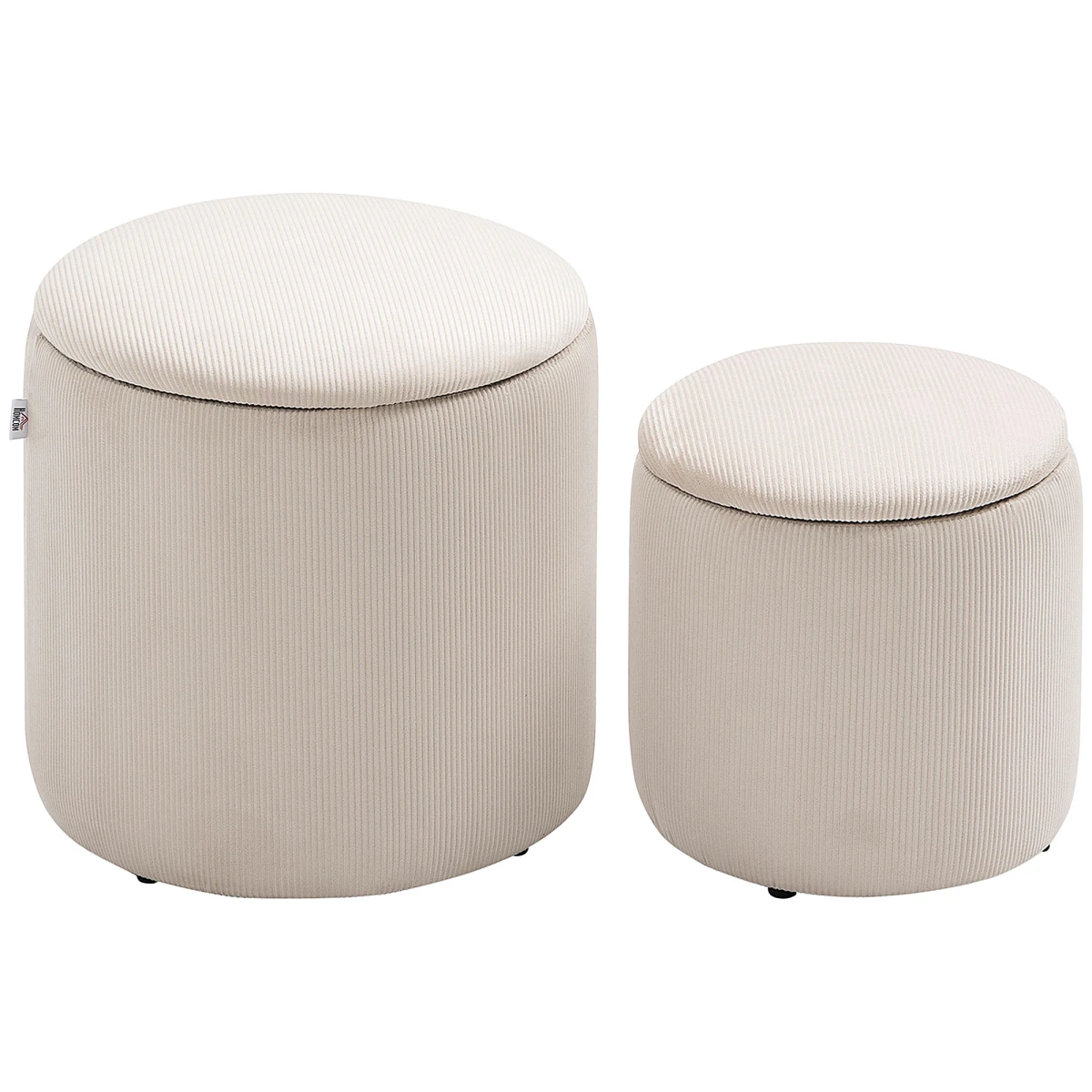 HOMCOM Storage Ottoman Set Of 2 Corduroy by HOMCOM