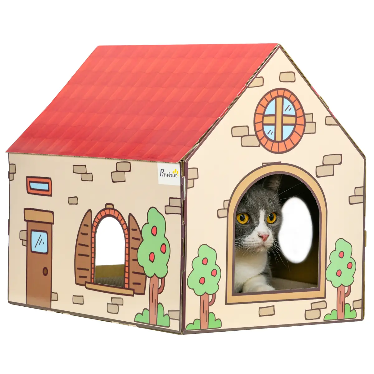 PawHut PawHut Cardboard Cat House, Recyclable Corrugate Scratcher for Indoor Cats - Cat House