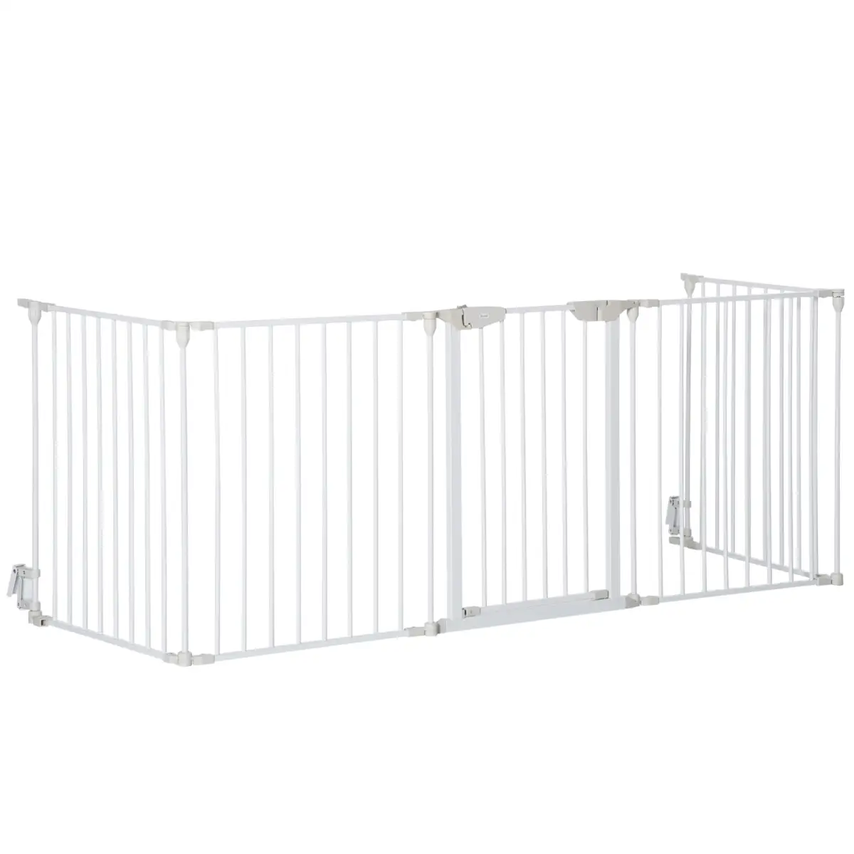 Pawhut Pet Gate 5-Panel Dog Playpen for Indoor Stair Barrier W/ Walk Through Door White - Pet Gate