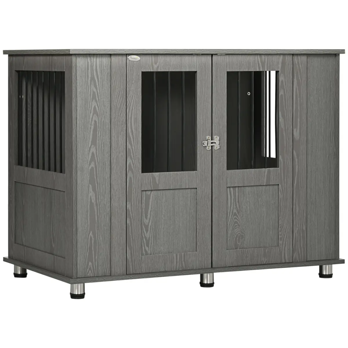 PawHut Dog Crate Kennel Cage for Extra Large Dog, Indoor End Table, Grey - Dog Crate