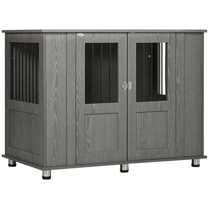 PawHut Dog Crate Kennel Cage for Extra Large Dog, Indoor End Table, Grey - Dog Crate