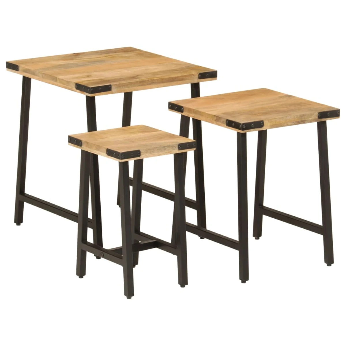 vidaXL VidaXL Nesting Tables 3pc Solid Mango Wood - Coffee Table
