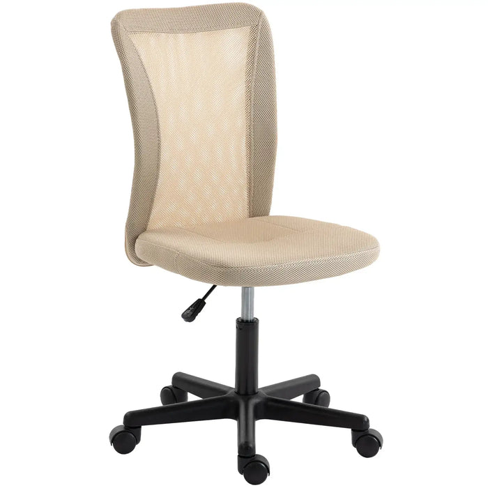 Vinsetto Computer Desk Chair, Mesh Office Chair with Adjustable Height and Swivel Wheels, Armless Study Chair, Beige - from Vinsetto