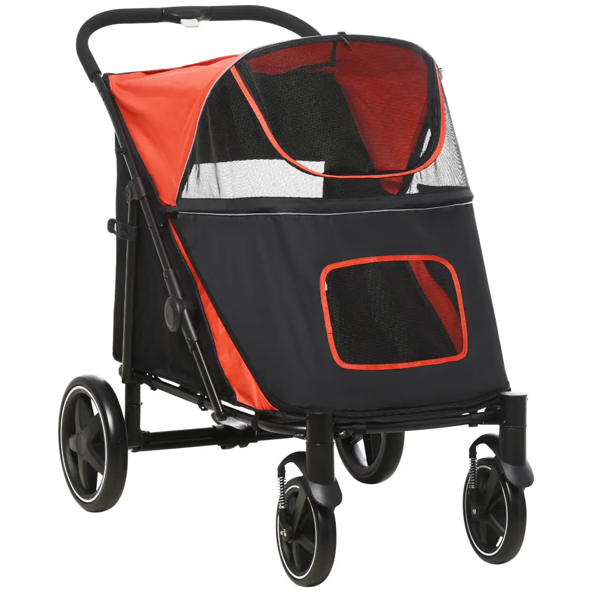 PawHut PawHut Foldable Dog Carriage w/ Universal Wheels, Shock Absorber - Red - Pet Carrier