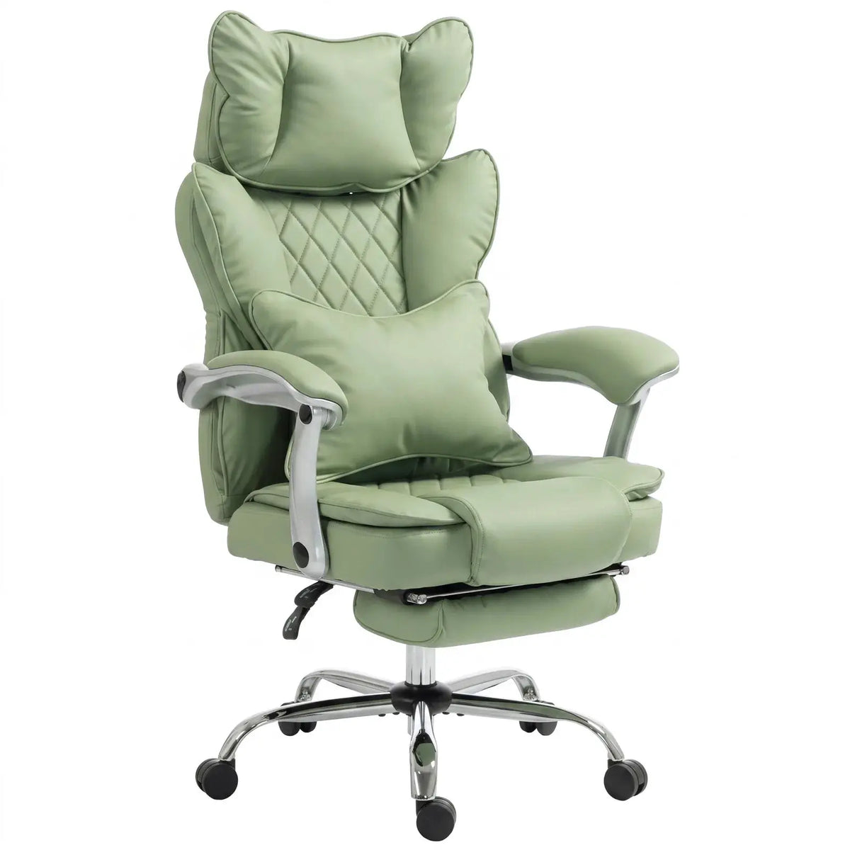 HOMCOM Executive Office Chair, PU Big and Tall Office Chair 180 kg with Wide Seat, Reclining, Lumbar Support, Light Green - from HOMCOM