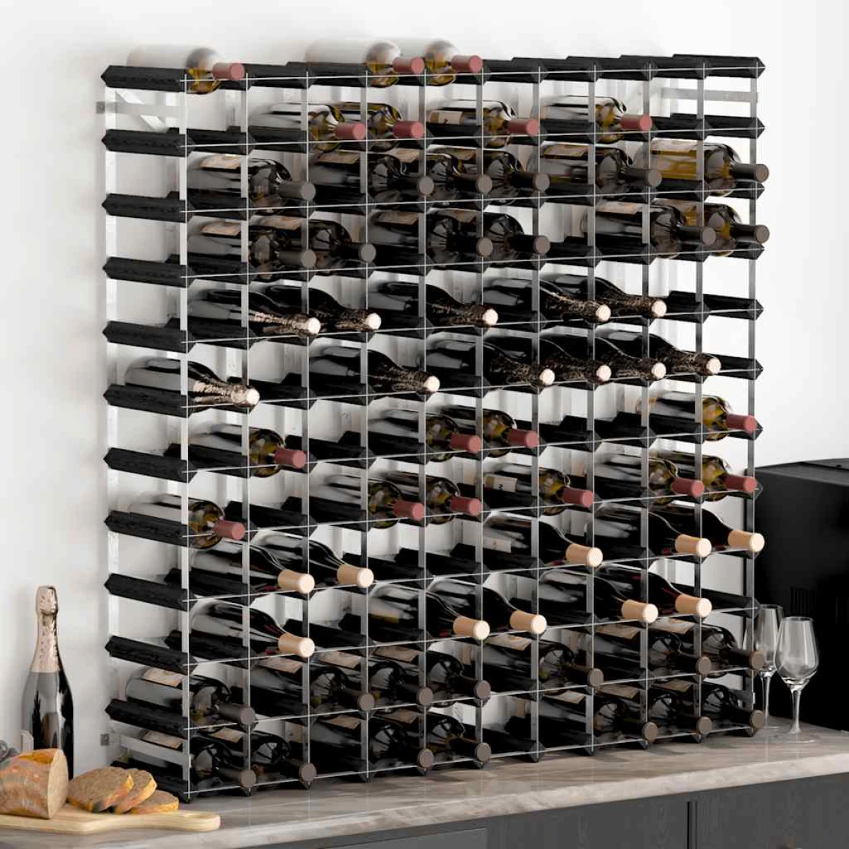 vidaXL vidaXL Wine Rack for 120 Bottles Black Solid Pine Wood - Wine Rack