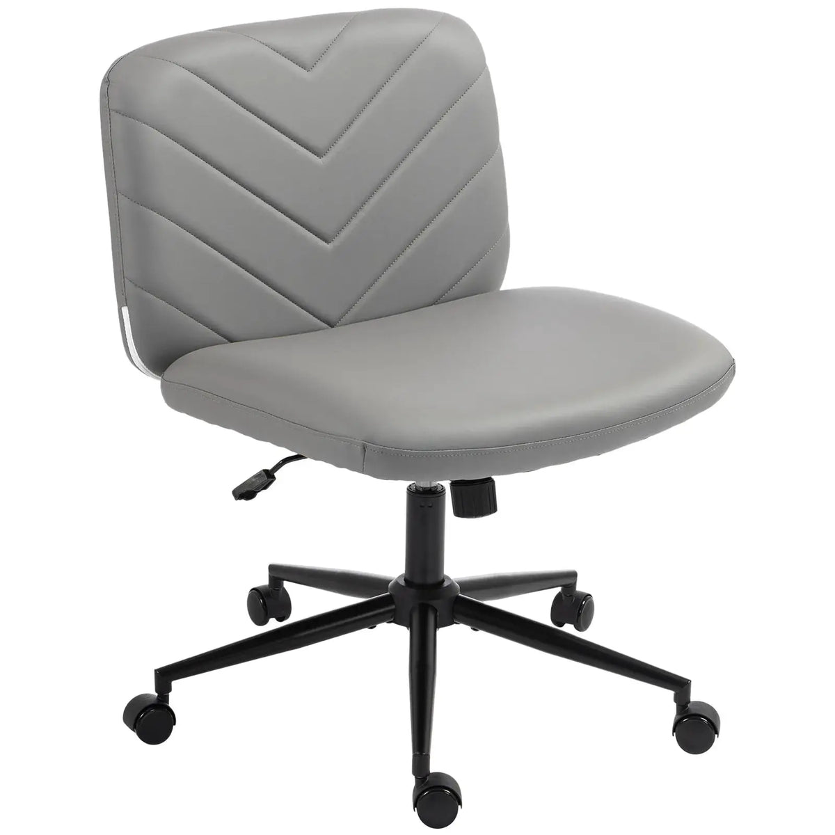HOMCOM Home Office Desk Chair Height Adjustable Swivel Chair Cross Legged Wide Seat Swivel Wheels Grey - from HOMCOM