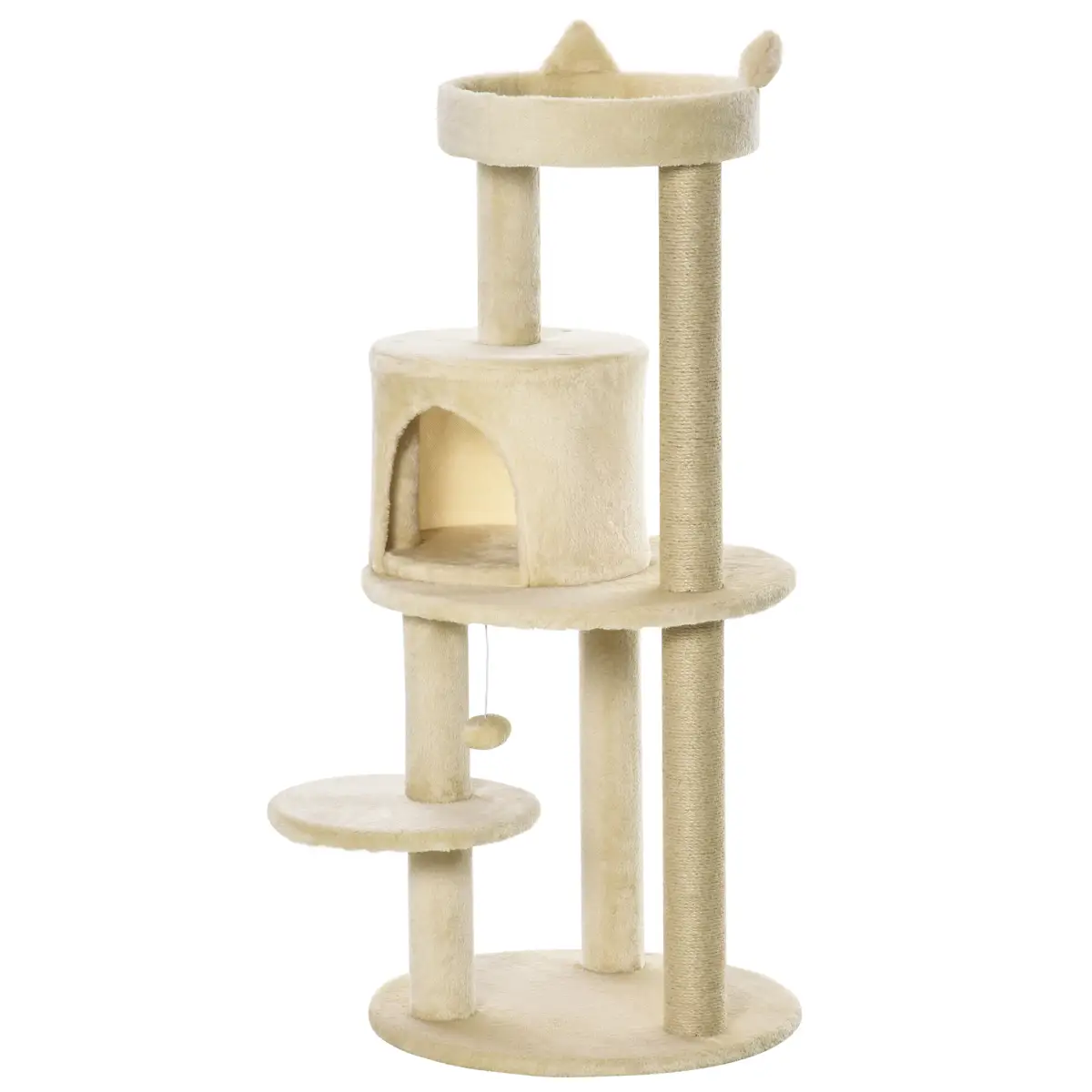 Unbranded 3-Tier Deluxe Cat Activity Tree Scratching Posts Kitten Beige Pawhut - Cat Tree