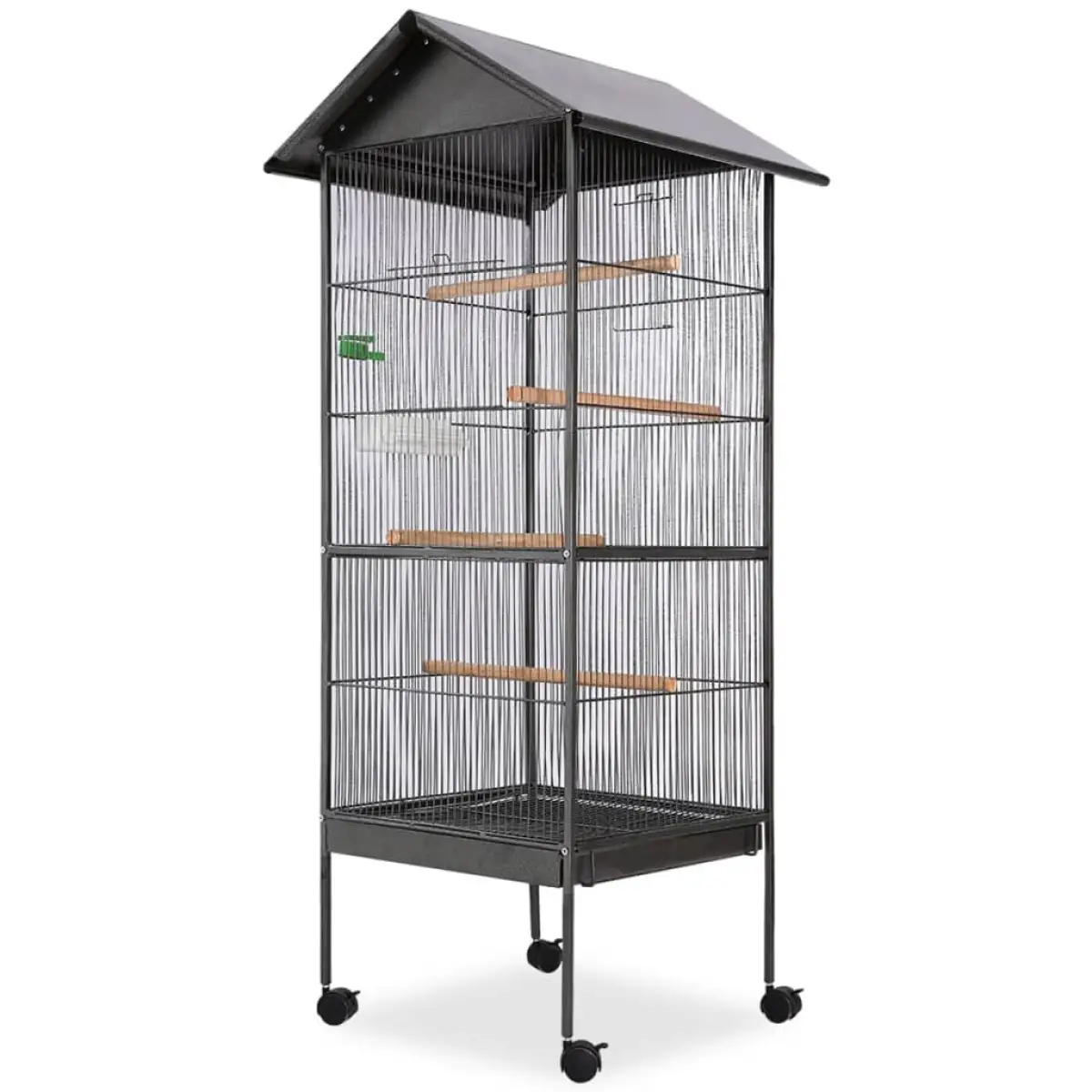 vidaXL vidaXL Bird Cage with Roof Black 66x66x155 cm Steel - Bird Cage