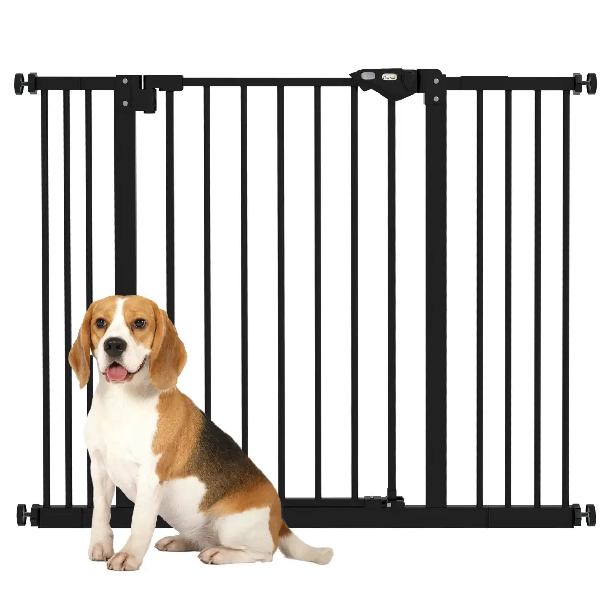 PawHut PawHut Adjustable Safety Gate w/ 2 Extensions and Four Adjustable Screws, Black - Pet Gate